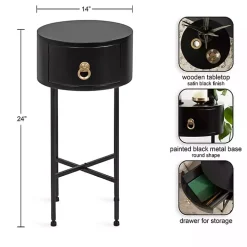 Black Round Decklyn Accent Table