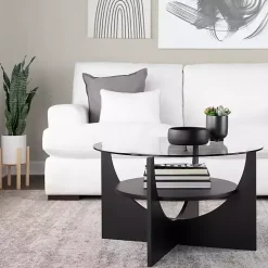 Black Round Glass Coffee Table