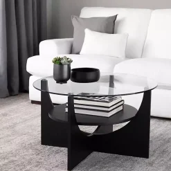Black Round Glass Coffee Table
