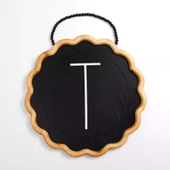 Black Scalloped Monogram T Wall Plaque
