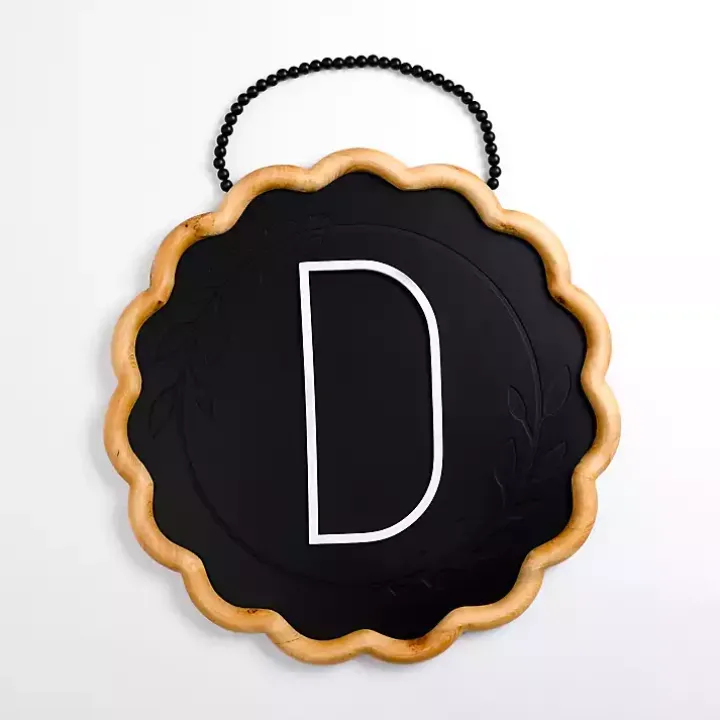 Black Scalloped Monogram D Wall Plaque