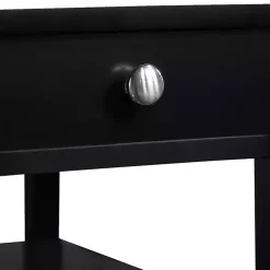 Black 2-Shelf Charging Accent Table