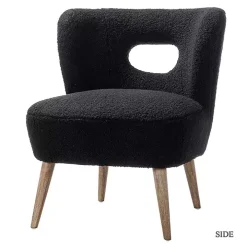 Black Sherpa Barrel Accent Chair