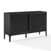 Black Slatted Sliding Door Sideboard