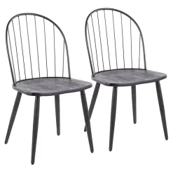 Black Spindle High Back Dining Chairs, Set of 2