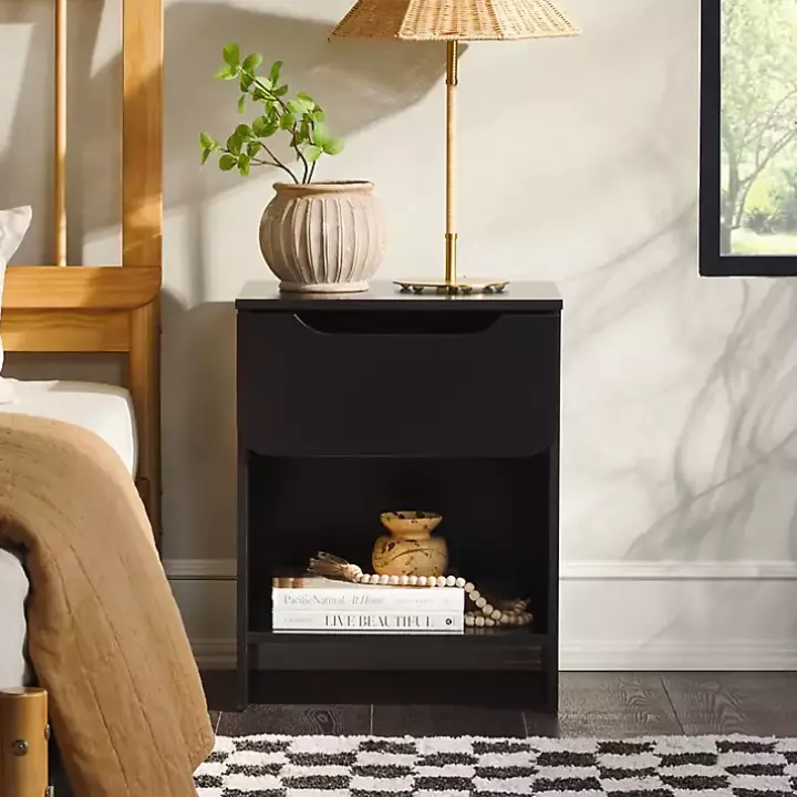 Black Stanley Single Drawer Nightstand