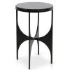 Black Steel and Marble Lazer Cut Side Table