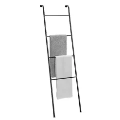 Black Steel 4-Bar Leaning Towel Ladder