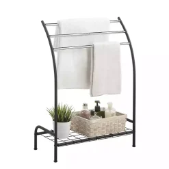 Black Steel 3-Bar Standing Towel Rack