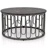 Black Stone and Metal Geometric Coffee Table