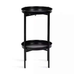 Black 2-Tier Foldable Cienna Accent Table