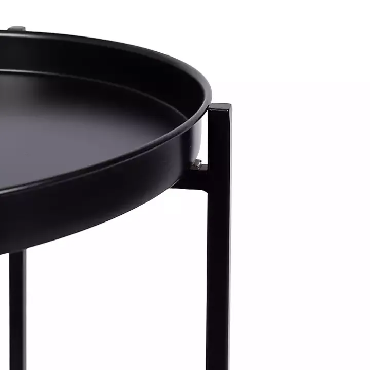 Black 2-Tier Foldable Cienna Accent Table