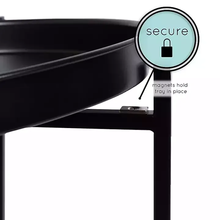 Black 2-Tier Foldable Cienna Accent Table