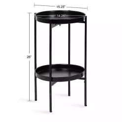 Black 2-Tier Foldable Cienna Accent Table