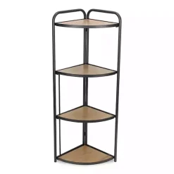 Black 4-Tier Foldable Corner Shelf