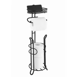 Black Toilet Paper Storage Stand with Basket