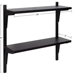 Black Traditional Two-Tiered Wall Shelf