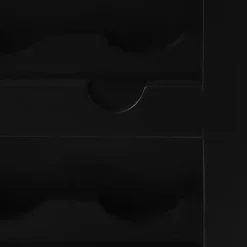 Black Wood & Natural Rattan Wine Bottle Cabinet