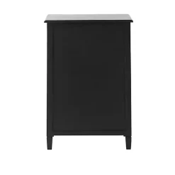 Black Wood & Natural Rattan Wine Bottle Cabinet