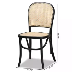Black Wood & Rattan Bree Dining Chairs, Set of 2