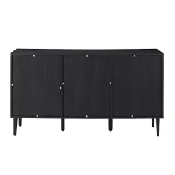 Black Wood and Cane Arched Sideboard Cabinet