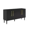 Black Wood and Gold 4-Door Cabinet
