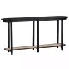 Black Wood and Rattan Boho Console Table