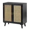 Black Wood and Rattan Carpinteria Cabinet