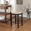 Black Wood and Woven Rush Counter Stool