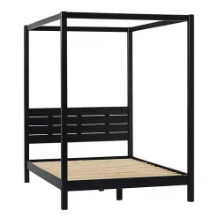 Black Wood Canopy Full Bed