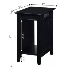 Black Wood Charging Open Accent Table