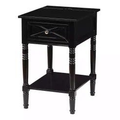 Black Wood Charging Traditional Accent Table