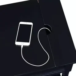 Black Wood Charging Traditional Accent Table