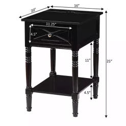 Black Wood Charging Traditional Accent Table