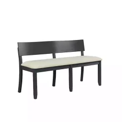 Black Wood Cream Upholstered Bench