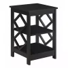 Black Wood Diamond 2-Tier Accent Table