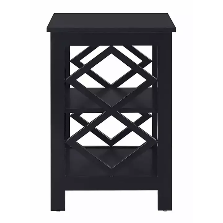 Black Wood Diamond 2-Tier Accent Table