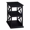 Black Wood Double X Sides Accent Table