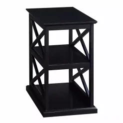 Black Wood Double X Sides Accent Table