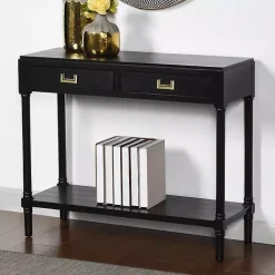Black Wood 2-Drawer Layla Console Table
