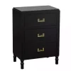 Black Wood 3-Drawer Layla Nightstand