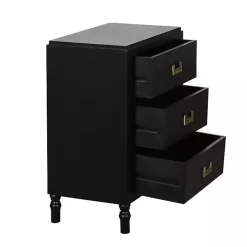 Black Wood 3-Drawer Layla Nightstand