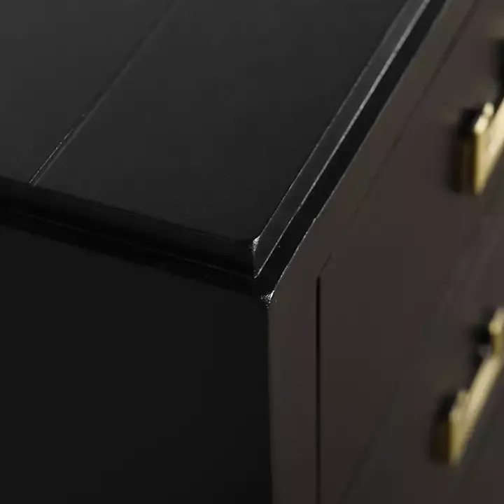 Black Wood 3-Drawer Layla Nightstand