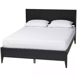 Black Wood Fluted Headboard Primrose Queen Bed