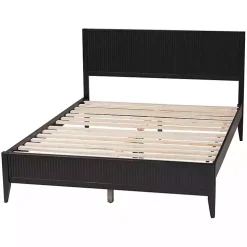 Black Wood Fluted Headboard Primrose King Bed