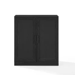 Black Wood Grain Stackable Storage Cabinet