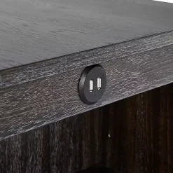 Black Wood Linen 3-pc. USB Island and Stool Set