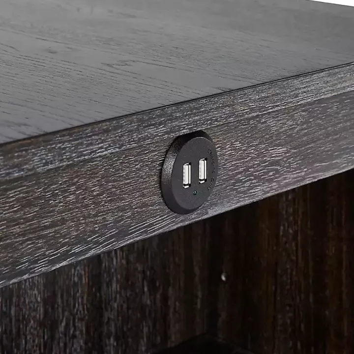 Black Wood Linen 3-pc. USB Island and Stool Set