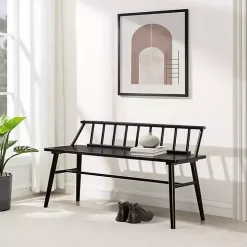 Black Wood Low Back Spindle Bench