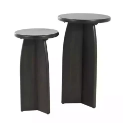 Black Wood Modern Accent Tables, Set of 2
